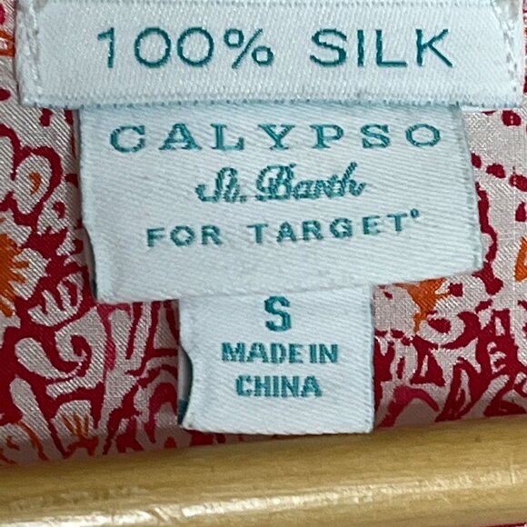 Calypso St Barth Top Womens Small Silk Shirt Blouse Puff Sleeve Casual Pink - Picture 7 of 11